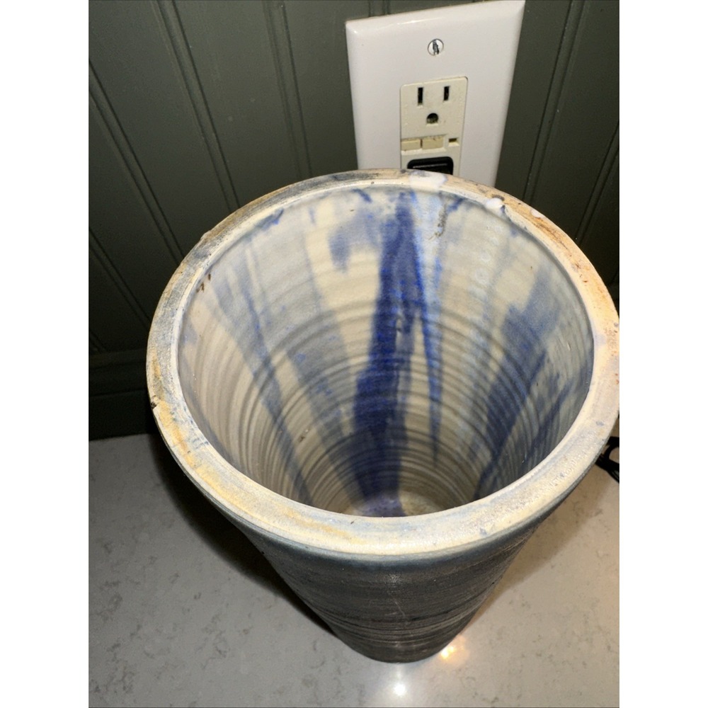 Gerhard Liebenthron Brutalist Studio Pottery Vase 12.5 Blue Black Germany 1970s - Picture 5 of 8